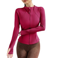 Chaqueta Deportiva Personalizable para Mujer, con Cierre, de Secado Rápido, para Entrenamiento, Manga Larga, Ajustada, para Correr y Hacer Ejercicio