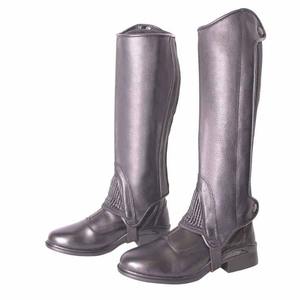 Leather <b>Half</b> <b>Chaps</b> Premium Black Cowhide Horse Riding <b>Half</b> <b>Chaps</b> Green Trim Detail Unisex Horseback Riding Gaiters Durable - Product Image 2