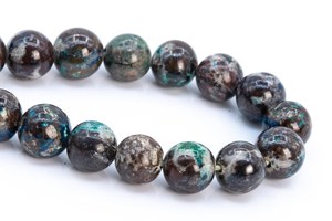 Cuentas de Cuarzo Azurita Malaquita Color Café, Piedras Preciosas Naturales Genuinas, Hilo Completo de Cuentas Redondas Sueltas de 15.5 Pulgadas, a Granel - Product Image 3
