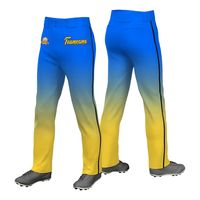 Celana Baseball Sublimasi Gradasi Kuning Oranye, Bagian Bawah Terbuka, Bahan Polyester Tahan Lama, Menyerap Keringat, Pakaian Tim, Celana Baseball