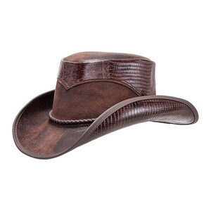 Unisex Brown Leather Cowboy <b>Hat</b> with Braided <b>Band</b> Striped Sublimation Printed Beach Summer Adult 56-58cm - Product Image 3