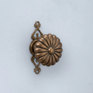 Poignée de meuble décorative ronde en laiton avec plaque de fixation, motif floral, nickel satiné poli, pour cuisine, salle de bain, chambre, porte - Product Image 4