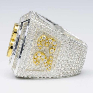 Custom <b>Initial</b> Cluster Hip Hop <b>Ring</b> VVS Moissanite 925 Sterling Silver Rhodium Plated Pave Setting Men's Letter Number Statement - Product Image 2