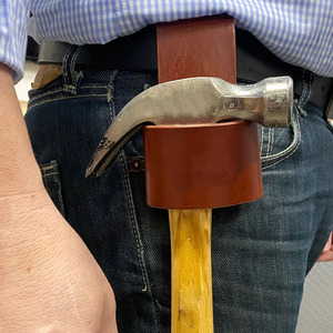 Premium Full Grain Leather Hammer Holster Durable <b>Carpenter</b> <b>Tool</b> <b>Belt</b> Holder Stitching Builder Construction Workwear for sale - Product Image 6