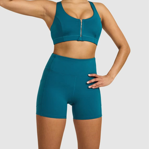 Shorts de yoga taille haute pour femmes avec poches - Spandex/Polyester respirant 4 modèles Séchage rapide et écologique pour la salle de sport et l'entraînement - Product Image 4