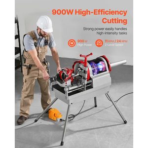 Macchina filettatrice elettrica da 900W a 2 velocità per tubi da 1/2 a 4 pollici con pedale - Product Image 3