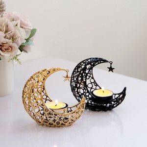 Portavelas de Luna Creciente Chapado en Oro, Decoración Bohemia para el Hogar, para Ramadán, Eid, Diwali, Decoración de Mesa - Product Image 6