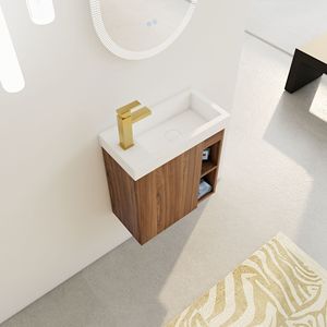 Mobile bagno sospeso da 20 pollici con lavabo in resina bianca e anta dell'armadietto con chiusura ammortizzata - Product Image 6