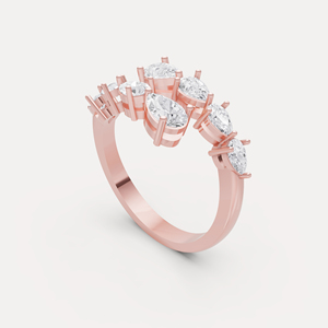 Bague tendance pour femme en or plaqué avec diamant de laboratoire en forme de poire certifié IGI, design unique - Product Image 4