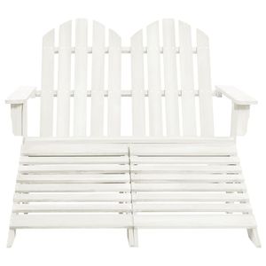 Sedia Adirondack a 2 posti e mobili da giardino in legno di abete in stile bianco - Product Image 2