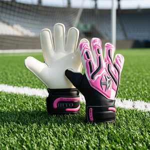 Premium Quality Customized Medium Goalkeeper <b>Gloves</b> Design with 4mm German Embossed Latex Negative Cut Latex Strap - Product Image 4