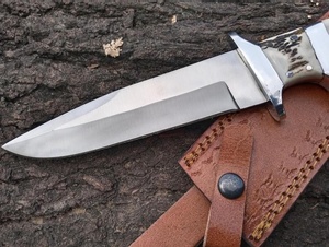 Custom Handmade Damascus Steel <b>Drop</b> Point Straight Tactical Bowie Hunting Knife Stag Horn Handle Outdoor Survival Camping - Product Image 5
