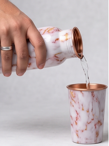 Deluxe <b>Copper</b> Marble Print Water <b>Bottle</b> Handmade Custom Design Ideal for Daily Hydration Gym Yoga And Travel - Product Image 2