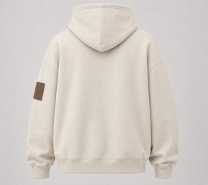 Sweat-shirt à capuche surdimensionné pour homme, broderie personnalisée sur la poche, en molleton 100% coton French Terry, pour l'automne, disponible en marron et beige - Product Image 4