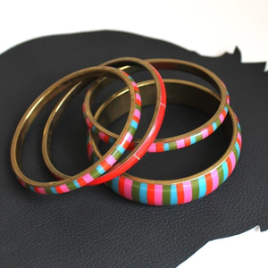 wholesale Colourful bangles set <b>resin</b> and brass bangles set - Product Image 5