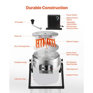Trimmer Elettrico per Foglie e Germogli da 16 Pollici con Funzione Manuale, Lame Affilate in Acciaio Inossidabile, Tipo a Staffa, per Uso Bagnato e Asciutto - per Irrigazione - Product Image 6