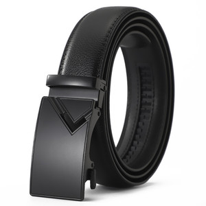 Cinturón de Cuero Automático con Hebilla Rectangular Negra Sólida, Formal para Hombre, de Cuero Vacuno Genuino, Duradero, Moldeado en una Sola Pieza - Product Image 2