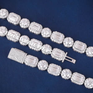 Cluster style solitaire diamond <b>necklace</b> in d vvs clarity for unisex style 925 sterling silver custom jewelry design - Product Image 6