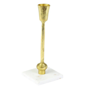 Square Marble Base Gold Candle Holder Gold <b>Brass</b> <b>Candlestick</b> Holder with Marble Base for Home Decoration - Product Image 3