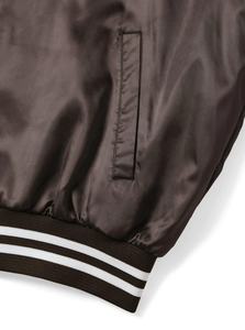 2025 meilleur Style hommes Baseball Satin Varsity veste imperméable Chenille patchs avec côtes noires et blanches en gros - Product Image 4