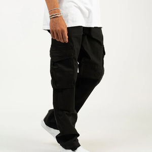 Pantalon cargo léger pour homme 100% coton respirant avec poches zippées, coupe droite décontractée, idéal pour l'hiver - Product Image 6