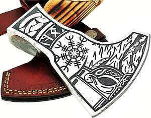 Hacha Tomahawk Premium Viking Axe, de Grado Industrial, Acero con Alto Contenido de Carbono, Mango de Madera, Hacha de Alta Calidad para Camping y Caza - Product Image 3