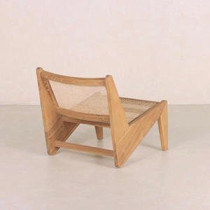 Fauteuil lounge en teck et rotin naturel de style mid-century modern, écologique, taille et finition personnalisées pour salon - Product Image 4