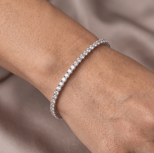Bracelet tennis classique en argent sterling 925 pour femme, moissanite taille VVS, plaqué rhodium, bijoux fins, cadeau pour fiançailles et anniversaire - Product Image 1
