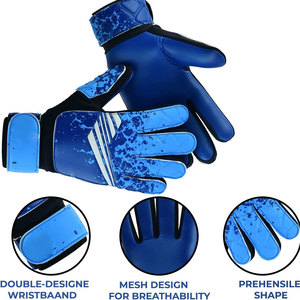 Football Goalkeeper Gloves Full Finger Latex Red Black Sublimation Print Non-Slip Breathable Adjustable Wrist <b>Strap</b> Hook Loop - Product Image 5