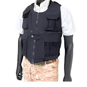 Gilet de safari tactique imperméable en softshell léger, respirant et durable en nylon kaki beige olive avec plusieurs fermetures éclair - Product Image 1