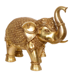 Royal brass <b>elephant</b> idol with an exquisite floral rug pattern and upraised trunk Brings luck available At Wholesale Cheap price - Product Image 1