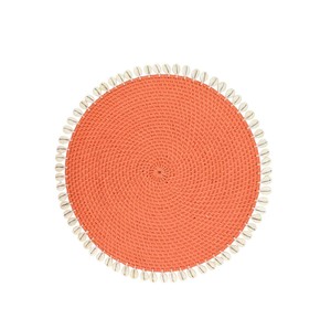 Terracotta Rattan <b>Placemat</b> With Shells Boho Woven Table Mat Cowrie Shell Fringe Tableware <b>Round</b> Straw Coaster Decorative Charger - Product Image 1