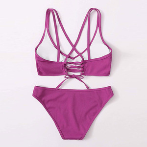 Women's Ribbed Cut Out Bikini Set Two Piece <b>Strappy</b> Swimsuit Beach Swimwear 2026 - Product Image 2
