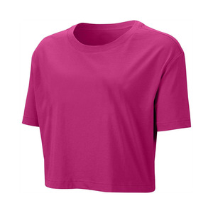 Women's Plain <b>Pink</b> <b>Cropped</b> tanktop Premium Cotton Crew Neck Short Sleeve Casual Summer Crop <b>Top</b> Custom Logo OEM ODM - Product Image 1