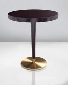 Modern <b>Round</b> Wood <b>Side</b> <b>Table</b> With <b>Gold</b> Base Indoor Living Room Decor Accent Piece - Product Image 2