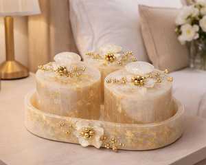 Contenants de conservation alimentaire en résine écologiques faits à la main, forme cylindrique, accents feuille d'or, couvercles hermétiques pour la cuisine et les fêtes - Product Image 2