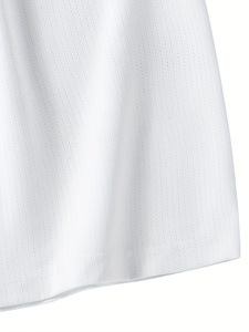 T-shirt décontracté pour homme, blanc, manches courtes, col rond, séchage rapide, coupe classique, 100% polyester, tricoté, couleur unie - Product Image 4