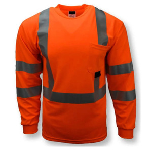 <b>Hi</b> <b>Vis</b> O Neck Full Sleeve Workwear <b>Shirt</b> Reflective Strips High Visibility Design Multi Pocket Utility Work <b>Shirt</b> for Men - Product Image 4