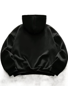 Mens <b>Black</b> Oversized Hoodie Pleated Panel Design French Terry Thick Streetwear Hip Hop Baggy Pullover Plain Hooded <b>Sweatshirt</b> - Product Image 2