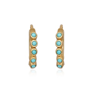 Wholesale <b>Gold</b> Plated Turquoise <b>Huggie</b> Hoop Earrings Handmade Boho Gemstone Earrings Fashion Jewelry for Women - Product Image 1