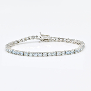 High on Demand Elegant Aquamarine Oval Shaped Natural Gemstone Tennis 4x3 Mm Fine Charm <b>Bracelet</b> Fine Jewelry <b>For</b> <b>Man</b> And Women - Product Image 3