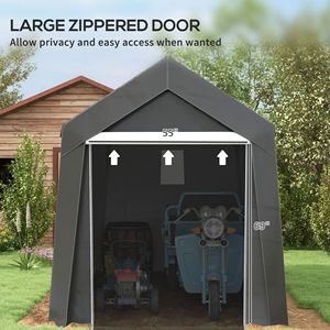 Tenda da Esterno Zincata 7FT X 12FT, Resistente e Impermeabile, Capanno Portatile per Bici, Moto e Attrezzi, Colore Grigio - Product Image 6