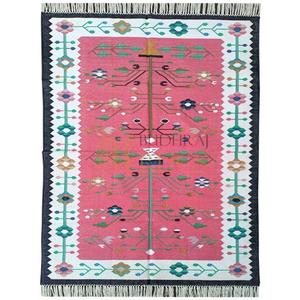 Tapis Dhurrie tissé à la main de Roumanie Tapis Kilim en coton à tissage plat classique pour les espaces de vie et de chambre à coucher - Product Image 4