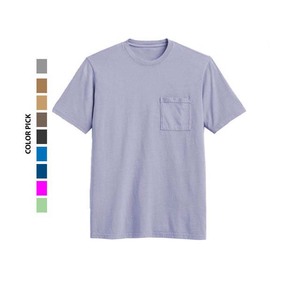 เสื้อยืดคอกว้าง แขนสั้น สีพื้น ผ้าฝ้าย ทรงปกติ สำหรับผู้ชาย แบบเรียบ ไม่มีลาย - Product Image 5