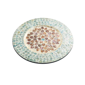 Mother of Pearl Placemat, Shell Inlay Charger Plate, Mosaic Round <b>Table</b> Mat for Fine <b>Dining</b> & Wedding Decor - Product Image 1