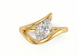 Anillo de compromiso con diamante talla marquesa para mujer, diamantes cultivados en laboratorio - Product Image 3