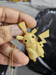 Pendentif en forme de canard et de Pikachu en diamant moissanite, style hip-hop personnalisé, en argent sterling 925, cadeau - Product Image 4