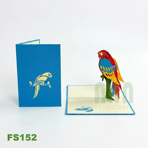 Tarjetas de Felicitación Pop-up 3D de Papel Duradero Hechas en Vietnam, con Relieve y Troquelado, Impresas a Medida con Temática de Loros, Estilo Japandi, Souvenir - Product Image 1