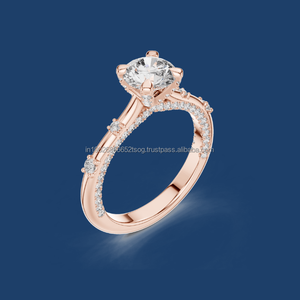 แหวนเพชรทำด้วยทองคำ14K สำหรับผู้หญิงดีไซน์ละเอียดอ่อนสำหรับสวมใส่ในชีวิตประจำวัน - Product Image 1