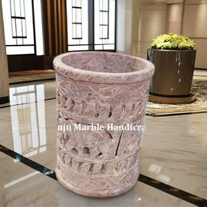 Produit brillant propre main produit incurvé stéatite sculpture Base de fleur avec produit poli naturel pour cadeau de décoration de la maison - Product Image 1